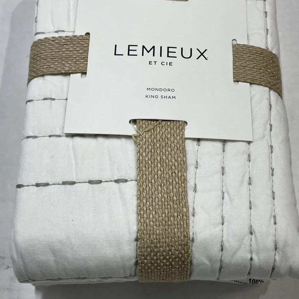 Lemieux Et Cie Mondoro Pillow Sham Standard White Stitched Clean Neutral Classic